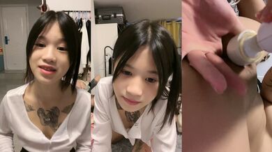 纹身小姐姐！男友在睡觉掏出大屌就要操！扶着JB插入骚穴，主动骑坐深插，操完按摩器自慰